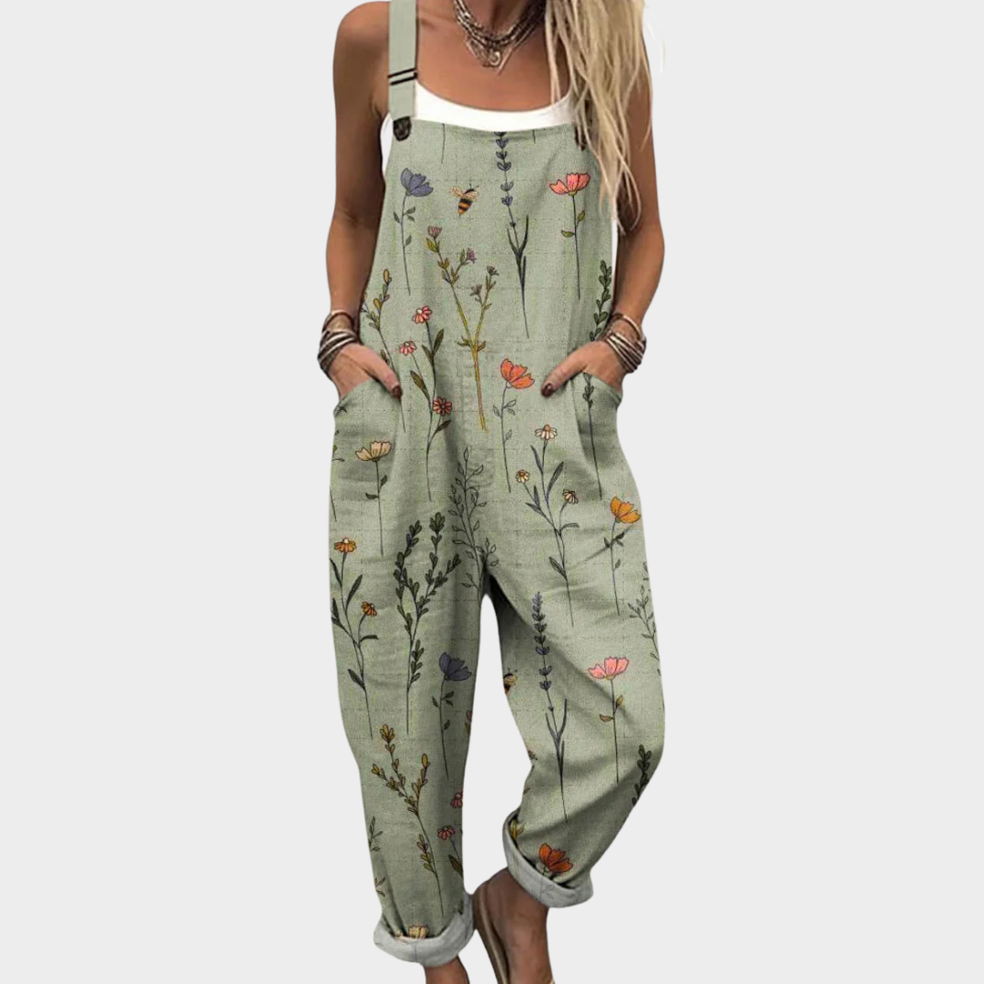 Diane | Wildflower Print Overalls with Adjustable Strap