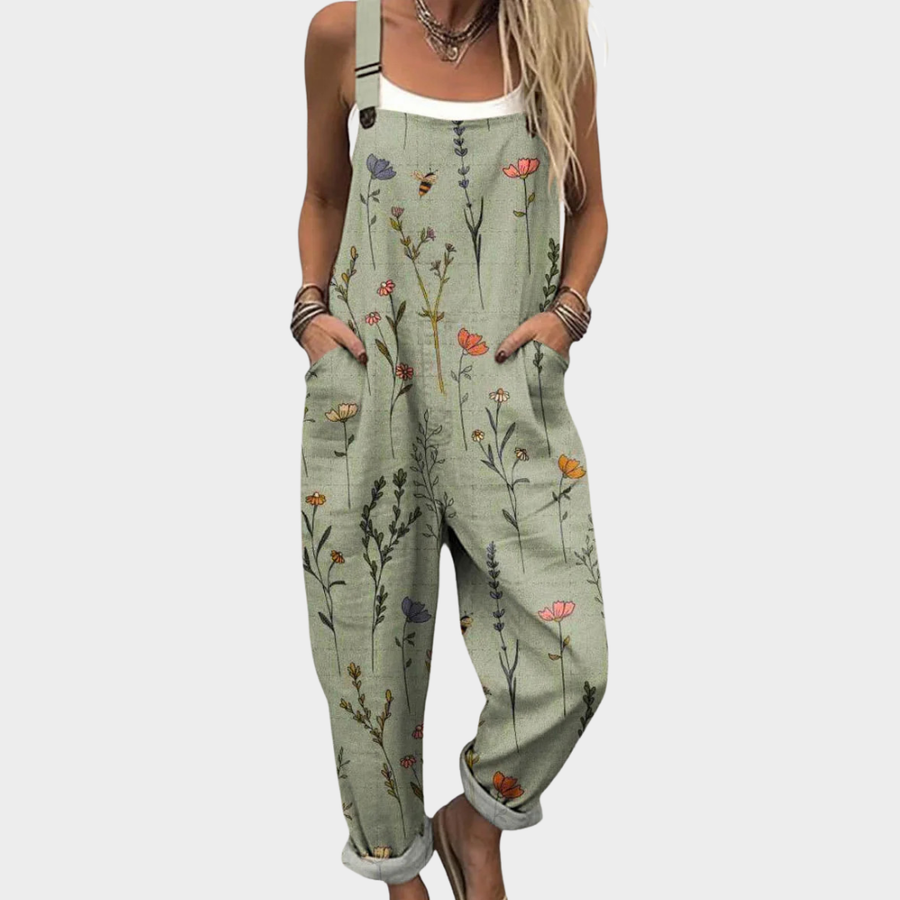 Diane | Wildflower Print Overalls with Adjustable Strap