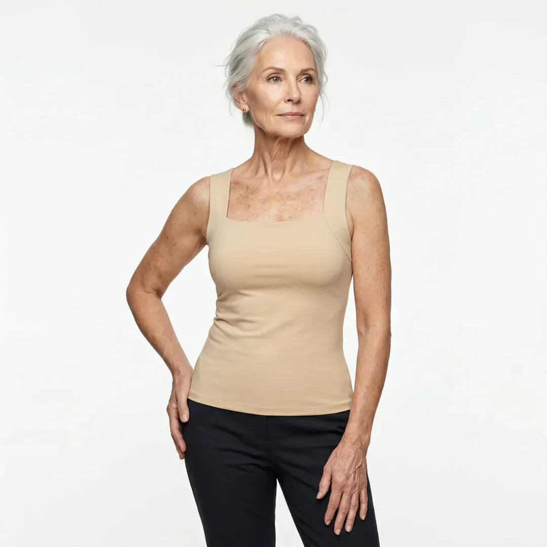 Claire | Square-Neck Tank with Built-In Comfort Bra