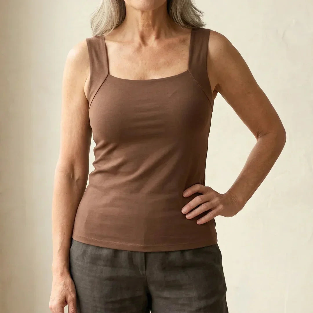 Claire | Square-Neck Tank with Built-In Comfort Bra