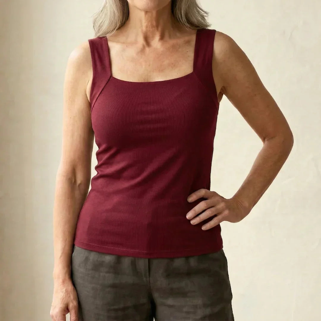 Claire | Square-Neck Tank with Built-In Comfort Bra
