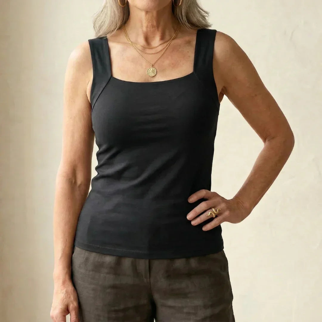 Claire | Square-Neck Tank with Built-In Comfort Bra