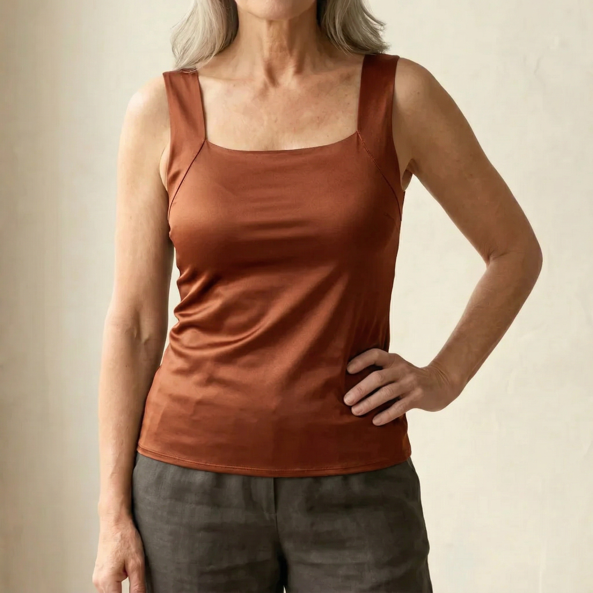 Claire | Square-Neck Tank with Built-In Comfort Bra