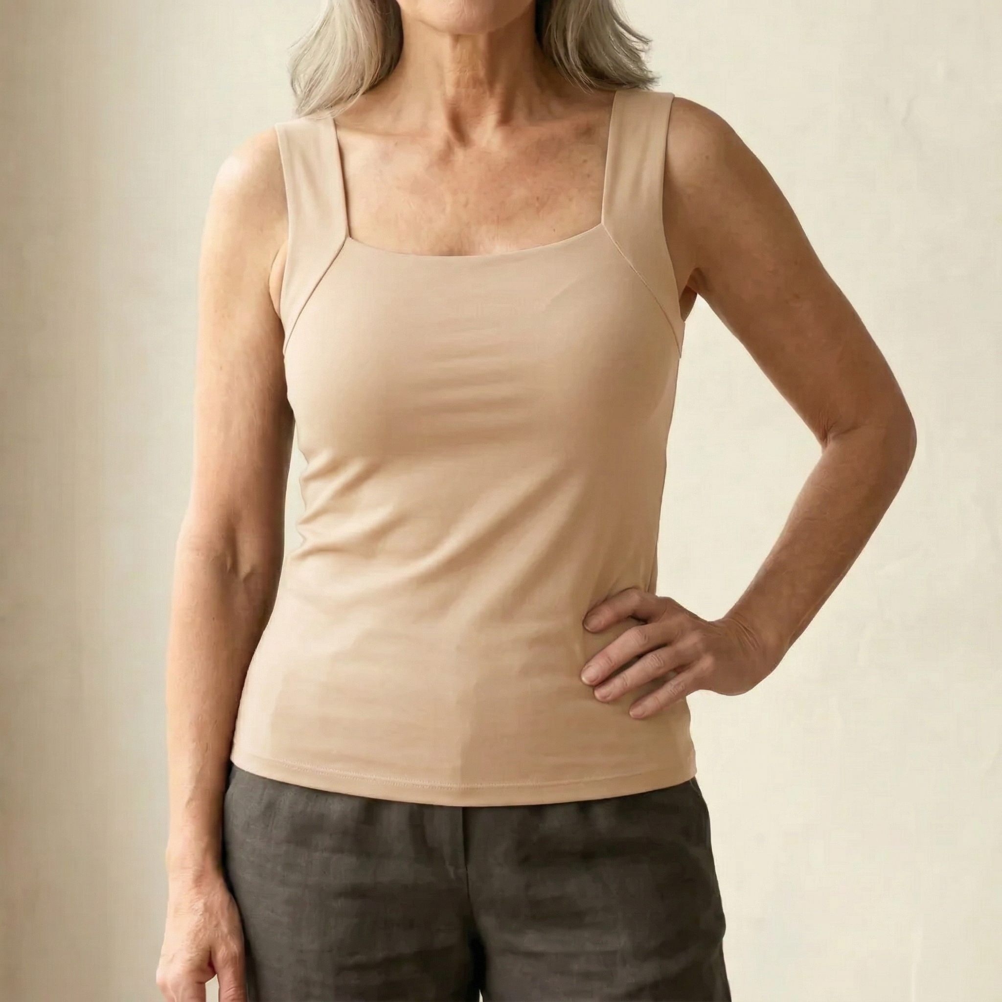 Claire | Square-Neck Tank with Built-In Comfort Bra