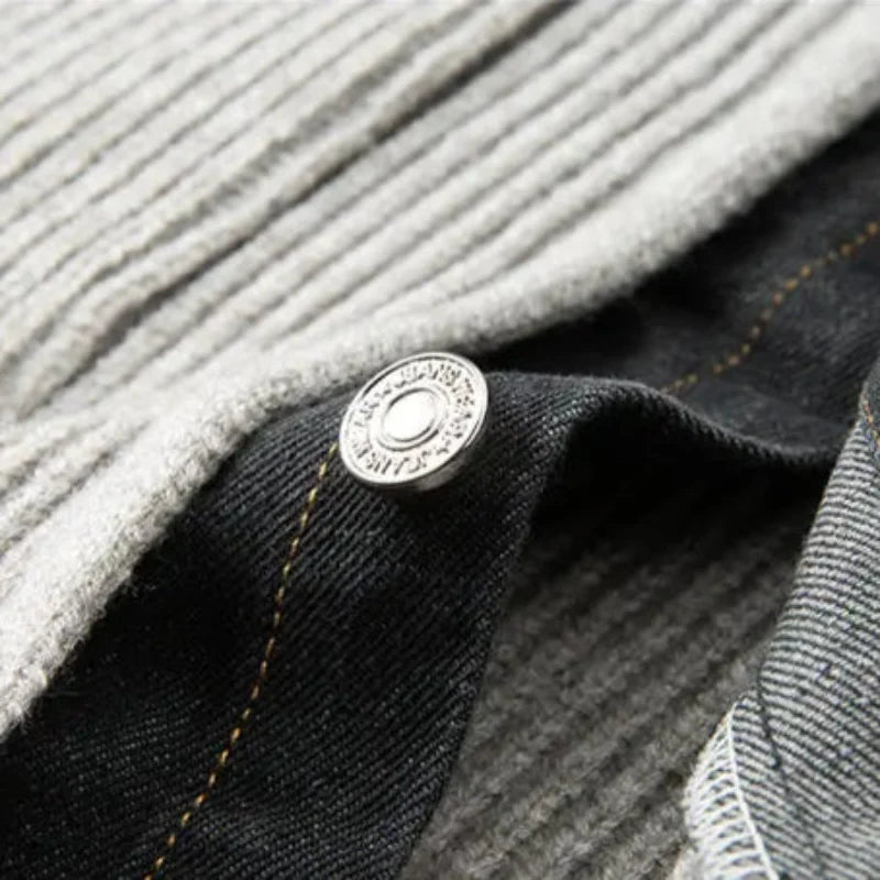 Nathaniel | Merino Wool Cardigan Jacket with Denim Trim